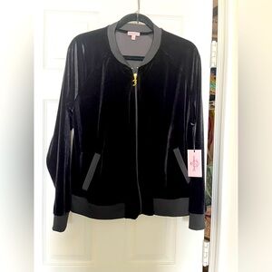 Juicy Couture Black Velvet jacket front Zipper Size XL